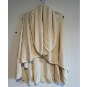 Anthropologie MOTH Open Front Sleeveless Cardigan Vest Cream Waterfall Knit